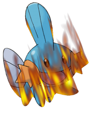 Emerald Mudkip on fire