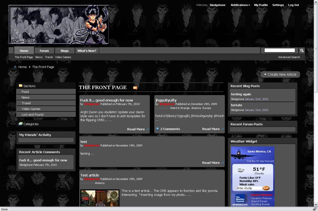 CMS front page with yu yu hakusho vb4 style.
