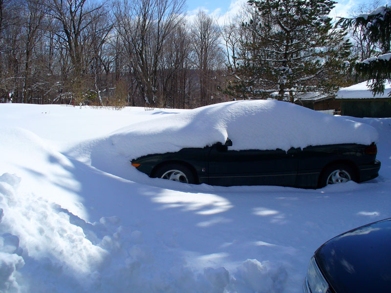 The saturn buried in snow.