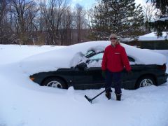 Lady about to shovel.