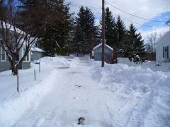 A shot of the driveway from the road.