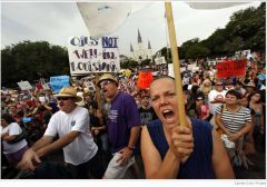 John Mancina, left, Doc Mancina, center, and Amy Bohlke, voice their concerns at a rally in New Orleans, Louisiana on May 30. Several hundred people gathered to voice their anger and concerns about the BP oil spill and what is being done.