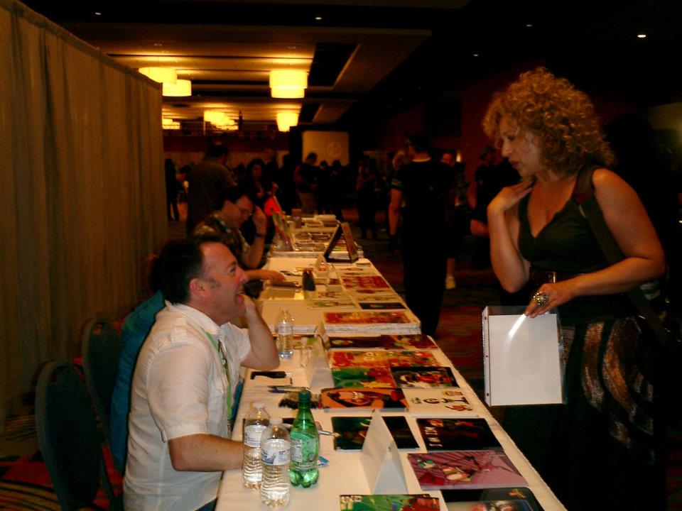 Alex Kingston, River Song in Dr Who, buying stuff from Richard, the voice of Zim.
