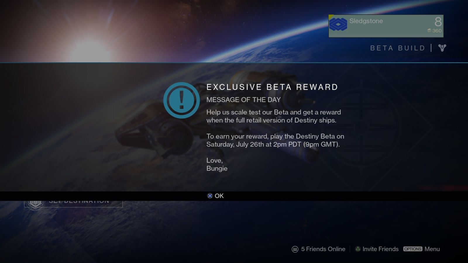 Destiny Beta Reward Announcement