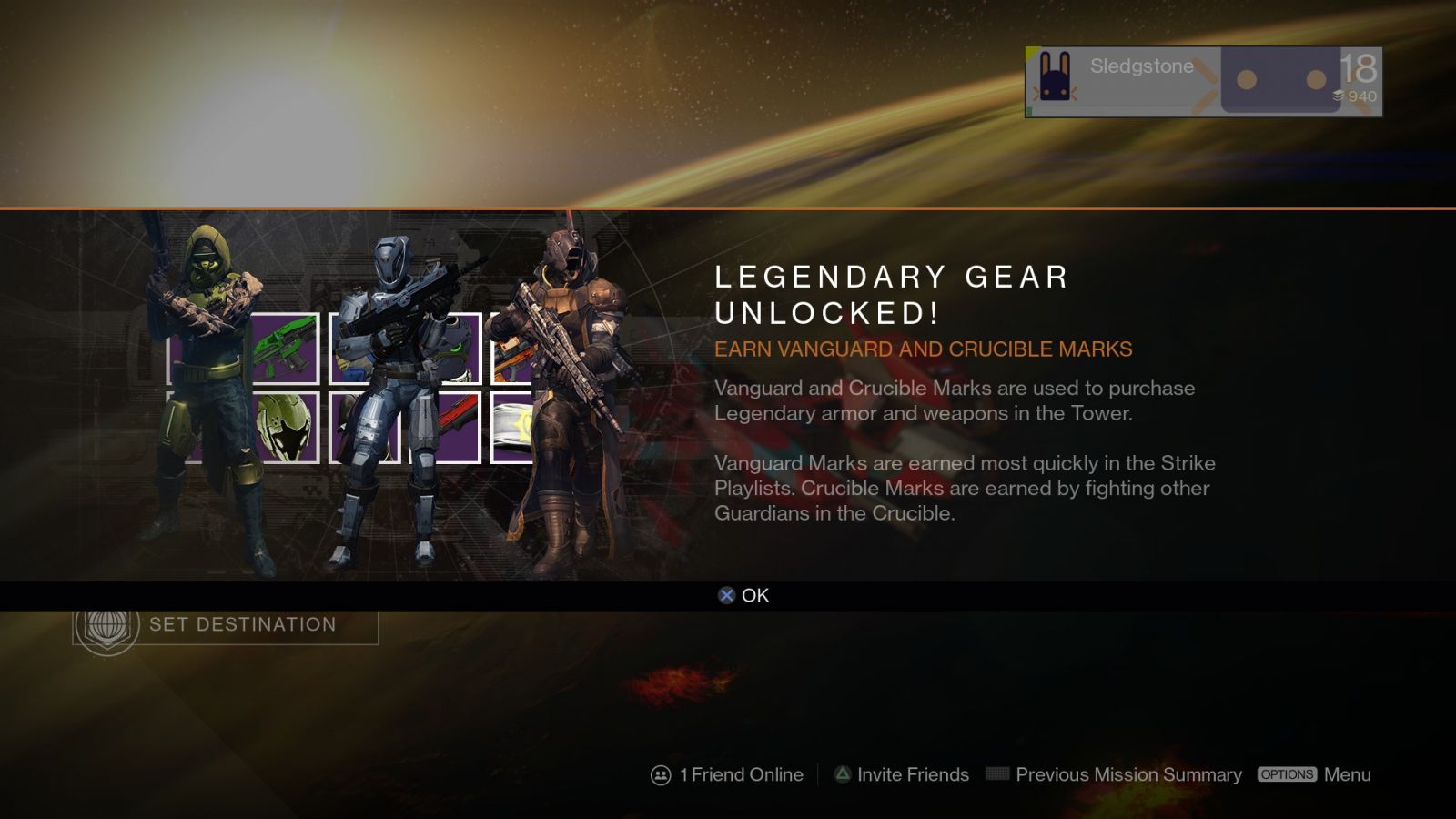 Destiny Legendary Gear Unlocked